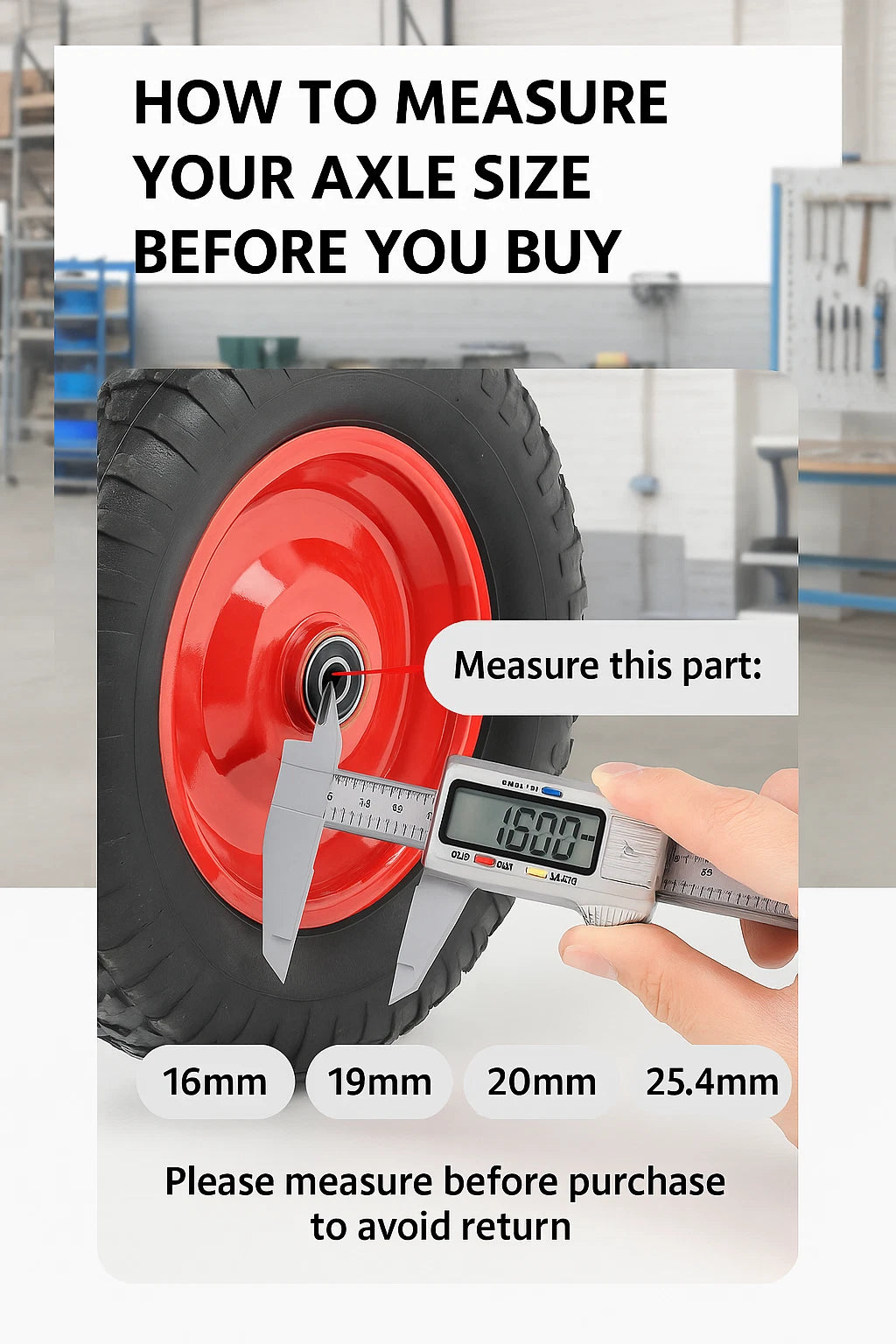 16" Pneumatic Wheelbarrow Tire 4.80/4.00-8 Trolley Tyre with 19mm Bore Durable Pneumatic Tyre Wheel for Smooth Ride Steel Rim