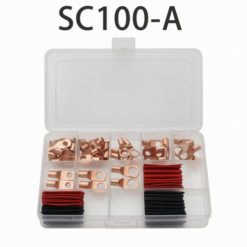 100pcs Copper Lug Terminal Kit with Heat Shrink Tubing