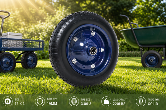 13" 3.00-8 16mm Bore solid Trolley Wheelbarrow Tyre Wheel Wheels Tyres Proof