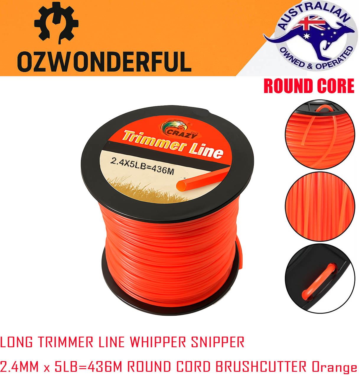 2.4mm to 3.3mm TRIMMER LINE Round core WHIPPER SNIPPER CORD WIRE BRUSH CUTTER