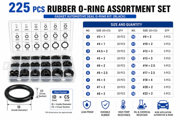 225Pcs Rubber O-Ring Assortment Set Gasket Automotive Seal O Ring Kit Supplies