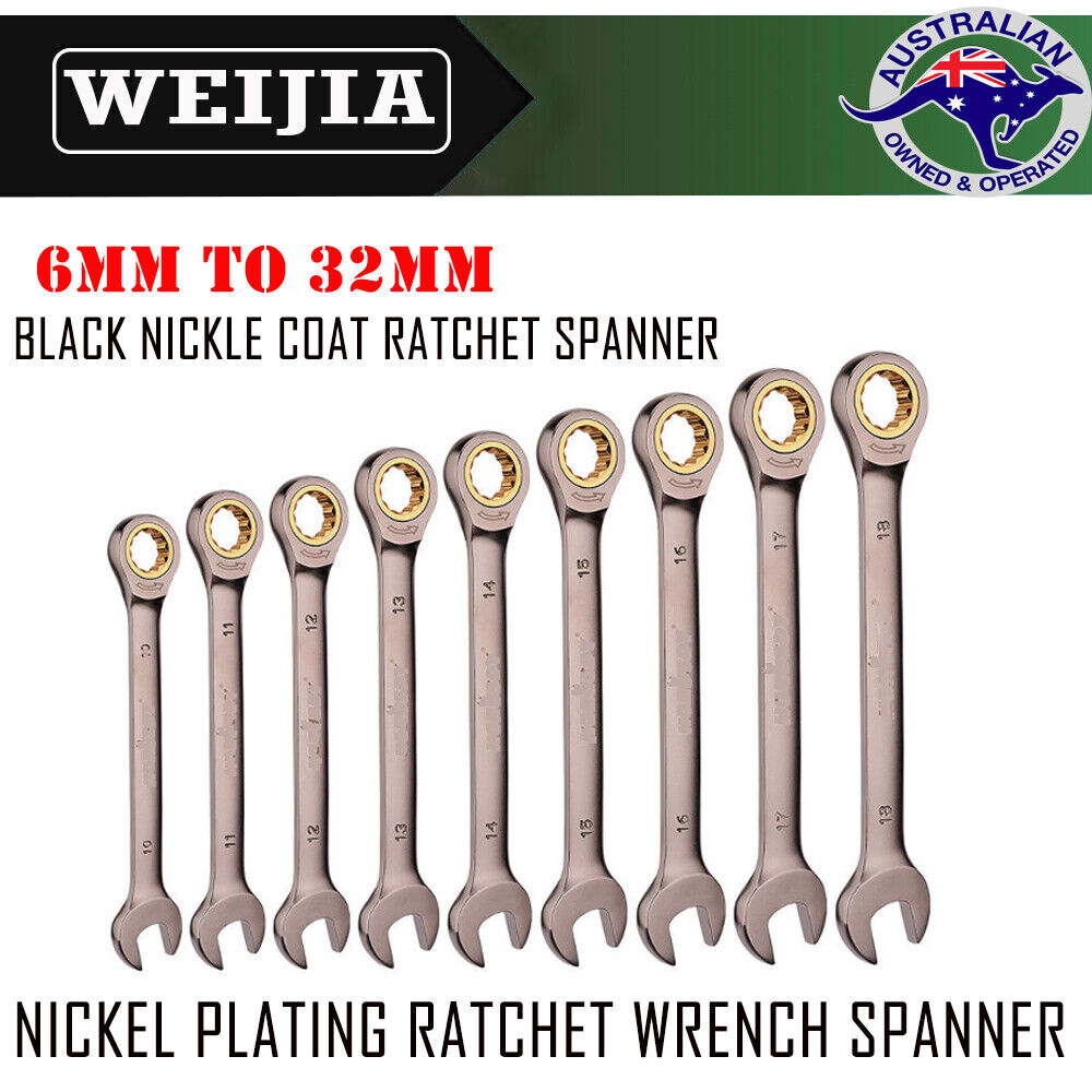 Black 6-32MM Ratchet Spanner Nickel Plating Ratcheting Spanners Metric Wrench