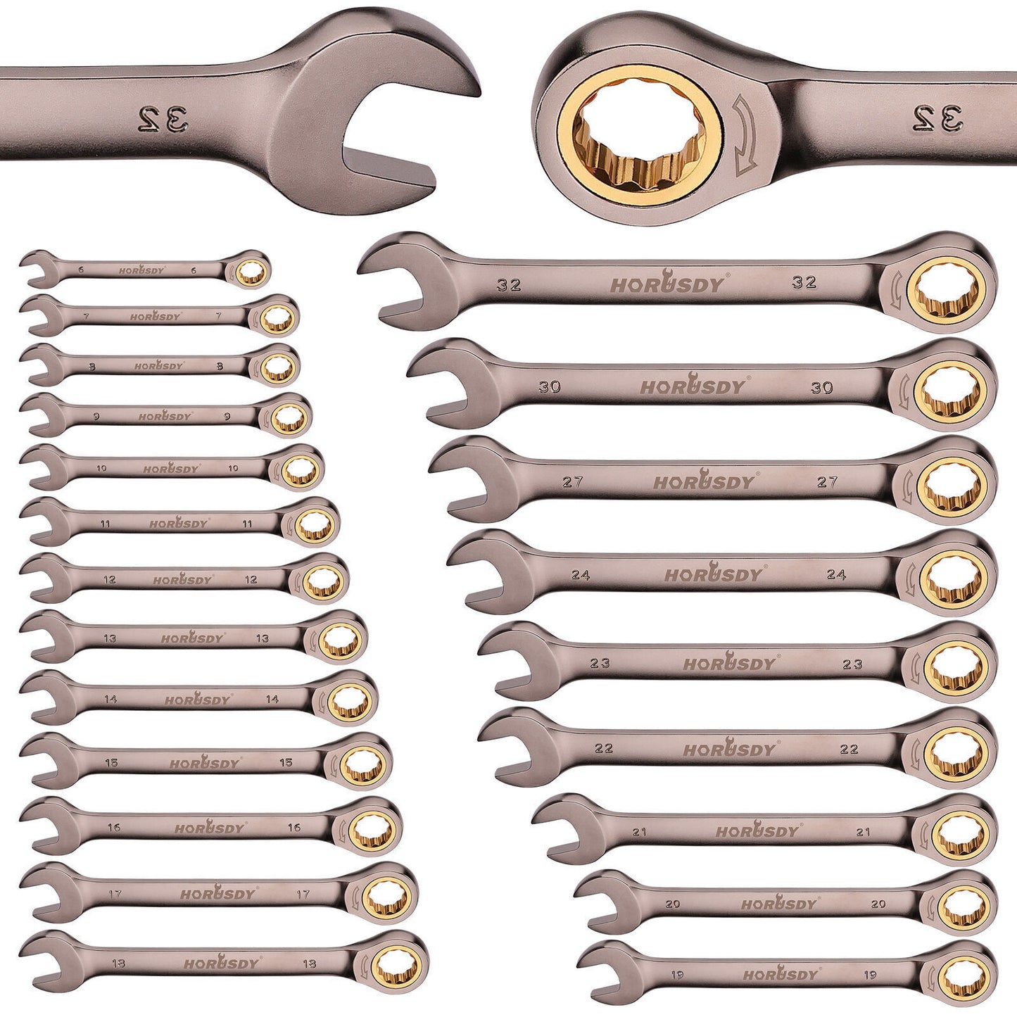 Black 6-32MM Ratchet Spanner Nickel Plating Ratcheting Spanners Metric Wrench