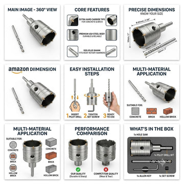 50mm Concrete Hole Saw Wall Masonry Drill Bit Connecting Cement Brick hole saw