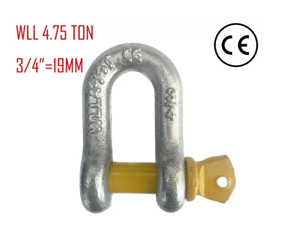 6mm to 25.4mm 1/4" to 1" D SHACKLE WITH YELLOW PIN CE certification