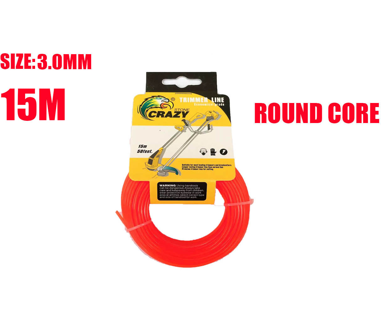 Professional Round Trimmer Line 2.4mm 2.7mm 3.0mm x 15M - Heavy Duty Whipper Snipper Cord for String Trimmer Brush Cutter