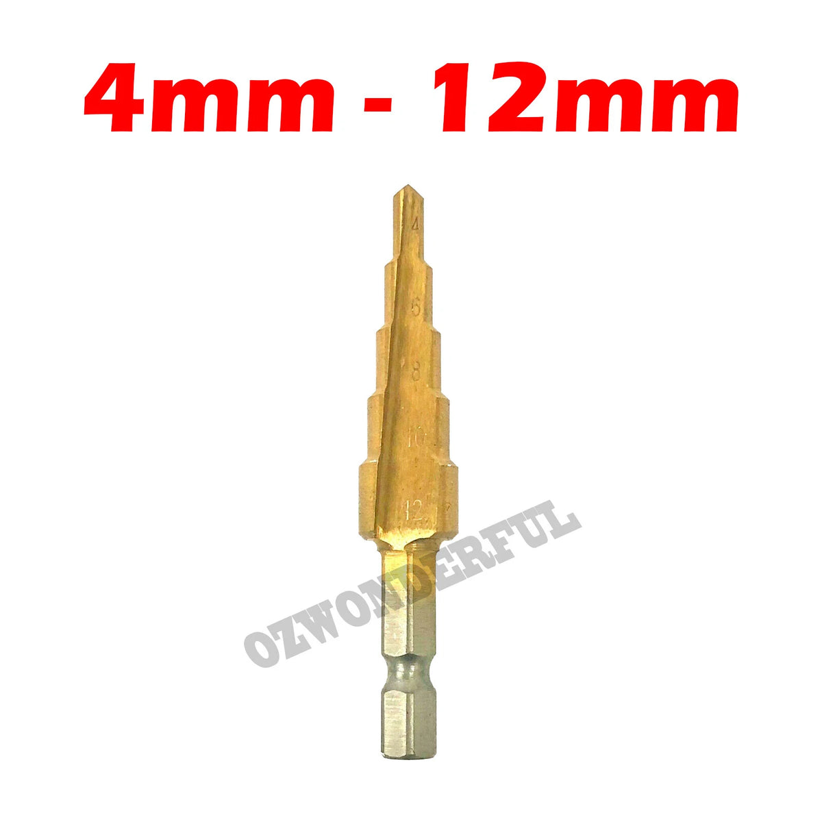 HSS titanium coated step drill bit 4mm to 12mm with hex shank for sheet metal drilling