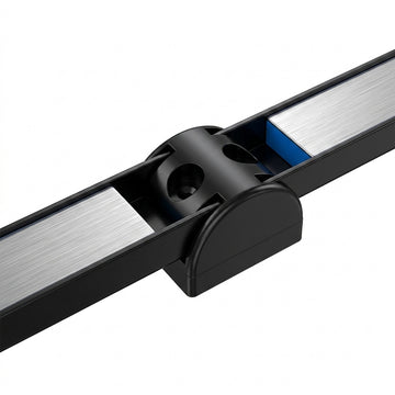 Close up detail of heavy duty magnetic tool bar center connector and mounting bracket