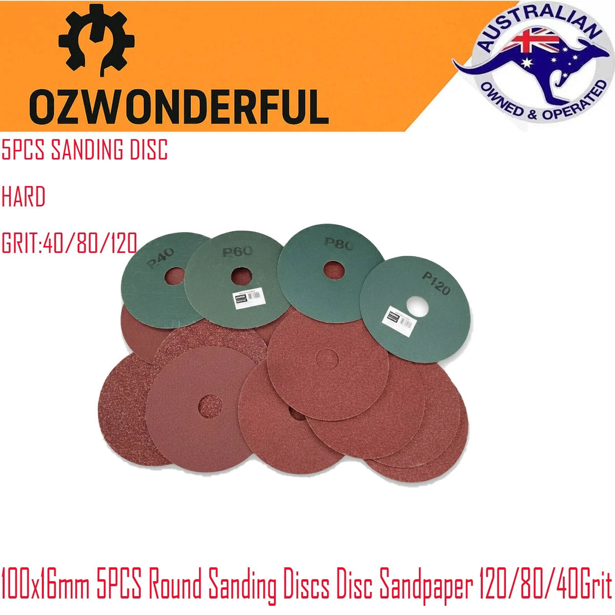 100x16mm 5PCS Round Sanding Discs Disc Sandpaper 120/80/40Grit