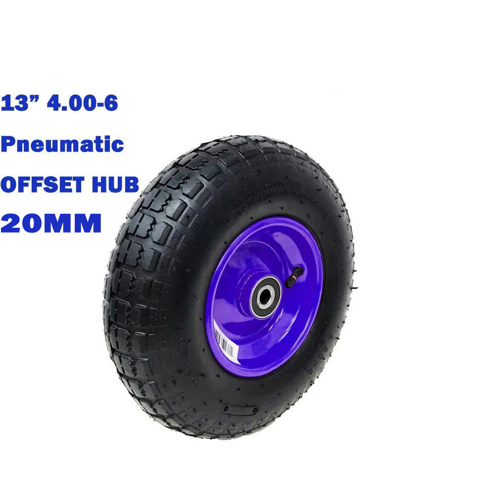 13" 4.00-6 Pneumatic Wheelbarrow Wheel with 16MM/20MM Bore Offset Hub