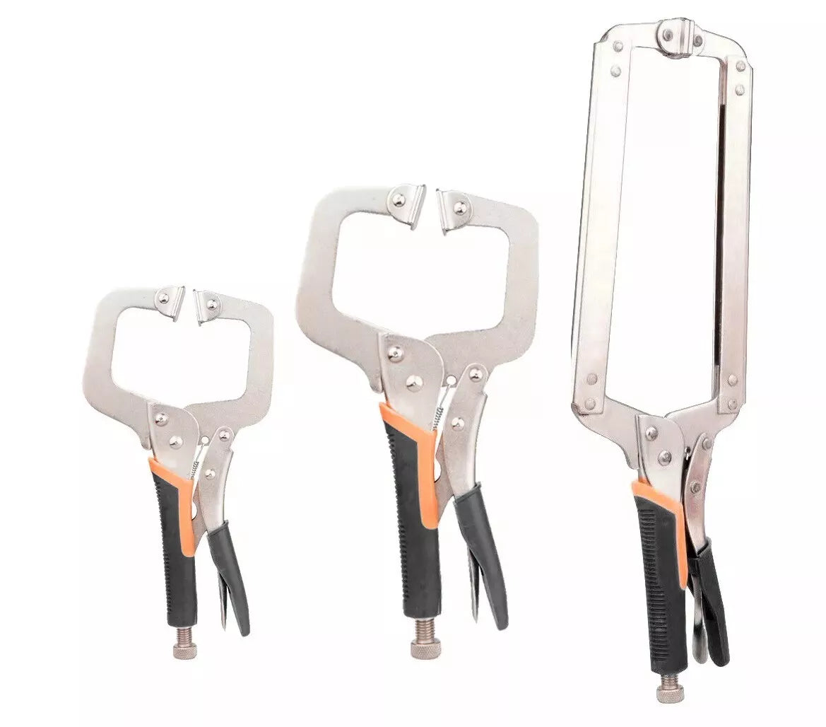 Heavy-Duty Welding C-Clamp Locking Pliers โ 6", 9", 11", 14", 18" โ C-Type Vice Grip with Rubber Handle for Secure Clamping & Welding