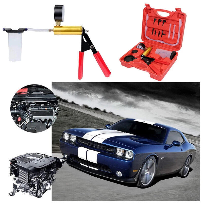 Vacuum Pump Hand Held Brake Bleeder Tester Set Bleed Kit Car Motorbike Bleeding