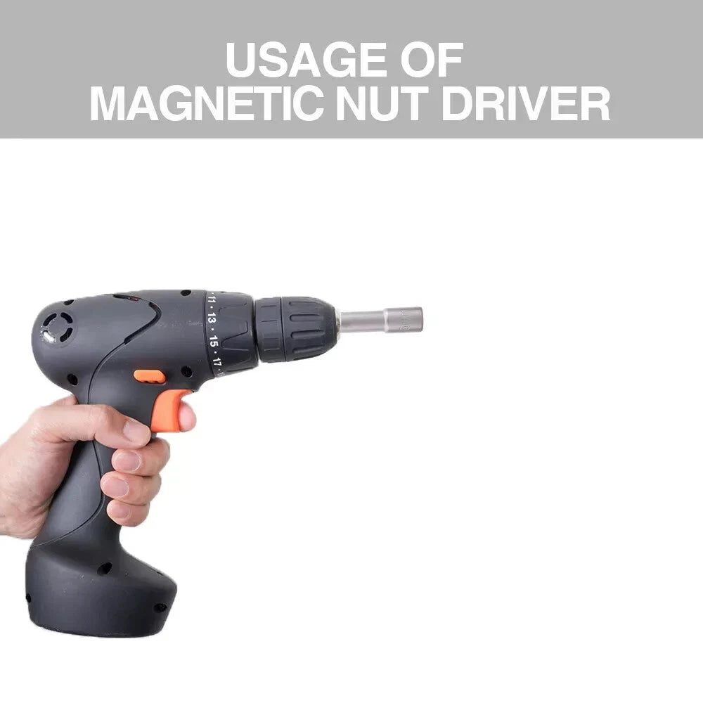 5PCS 6mm-19mm 65mm Magnetic Socket Nut Driver Impact Adapter Drill Bit 1/4" Hex