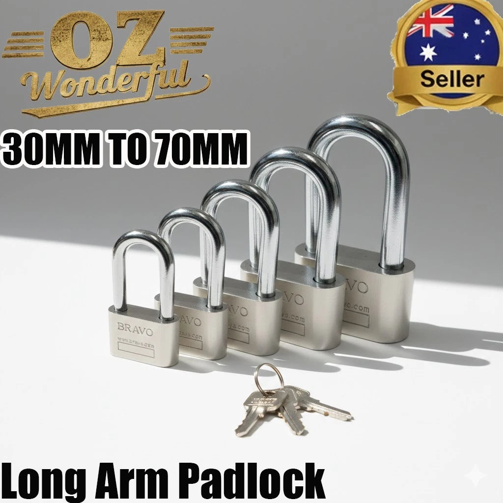 Padlock Long Arm Shackle Spare Keys Luggage Suitcase Locker Security Lock 3 keys