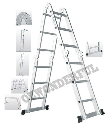 Aluminium Folding FOLDABLE Ladder Step Extension Multi Purpose 3.7M/4.7M/5.7M/6.7M
