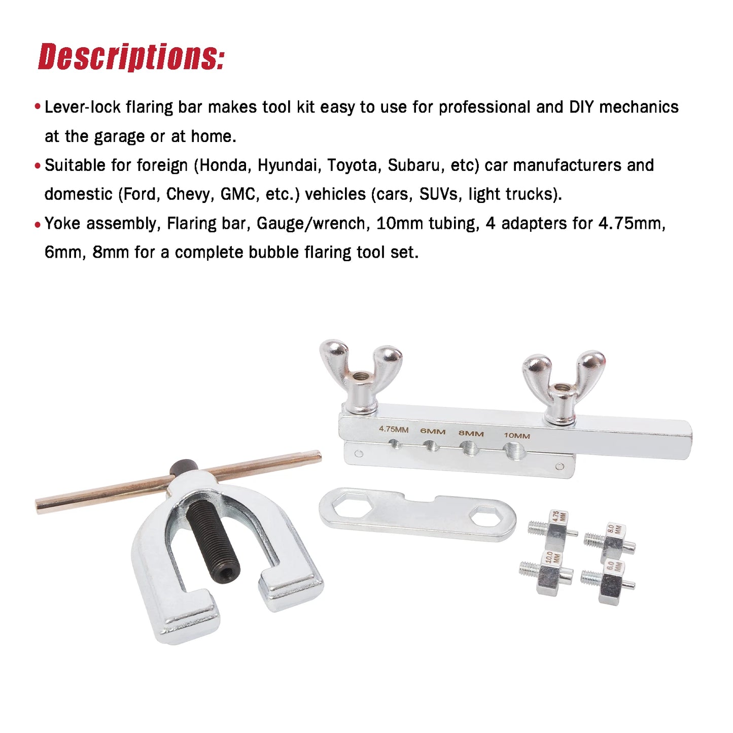 7Pcs Flaring Tool Kit Adapters For 4.75mm 6mm 8mm Car Bubble Flaring Tool Kit