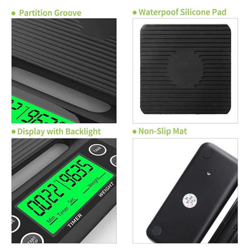 Share Kitchen Electronic Digital Coffee Scale W/ Timer High Precision Display 3Kg/0.1