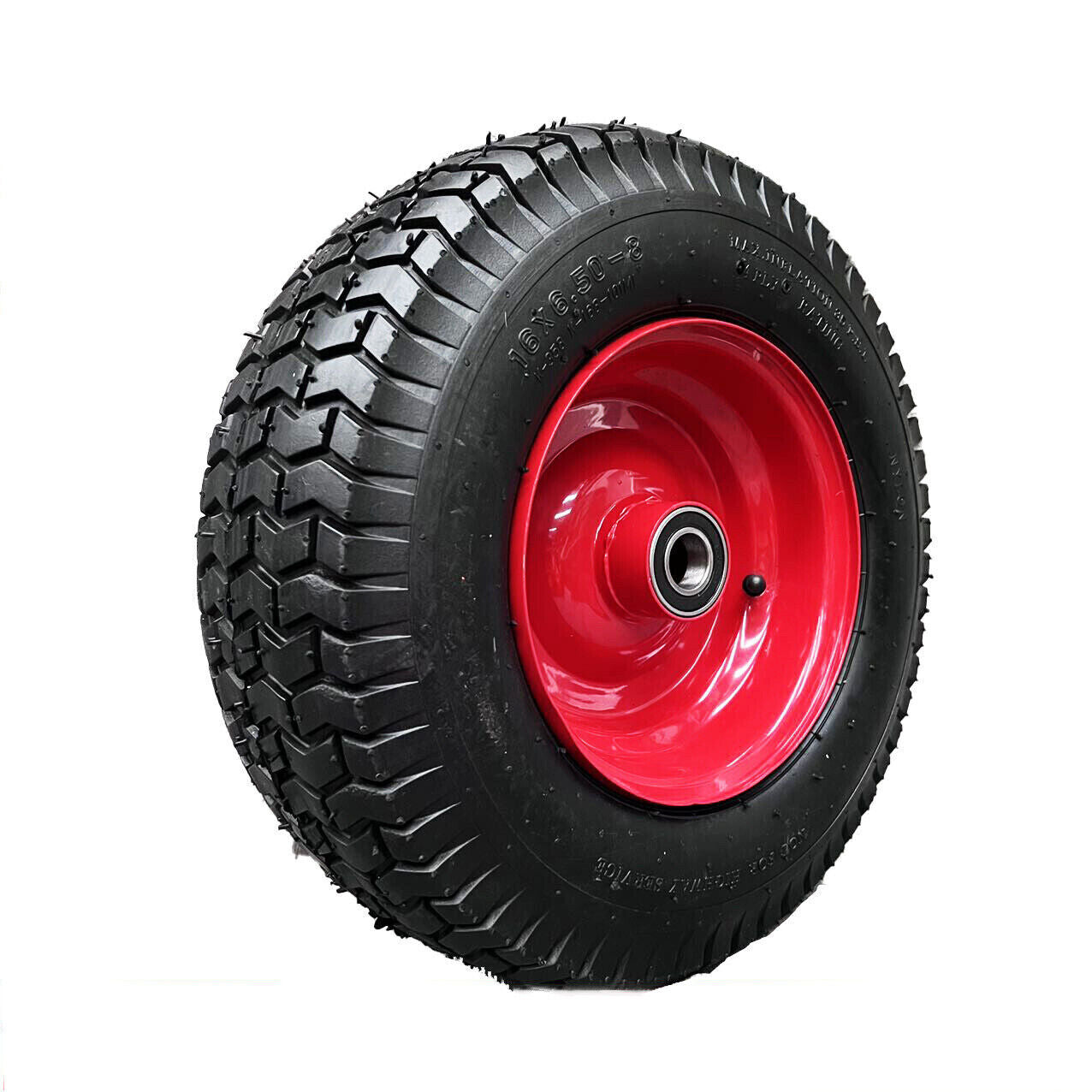 16" Pneumatic Wheelbarrow Tire 6.50-8 Trolley Tyre with 25.4mm Bore Durable Pneumatic Tyre Wheel for Smooth Ride Steel Rim
