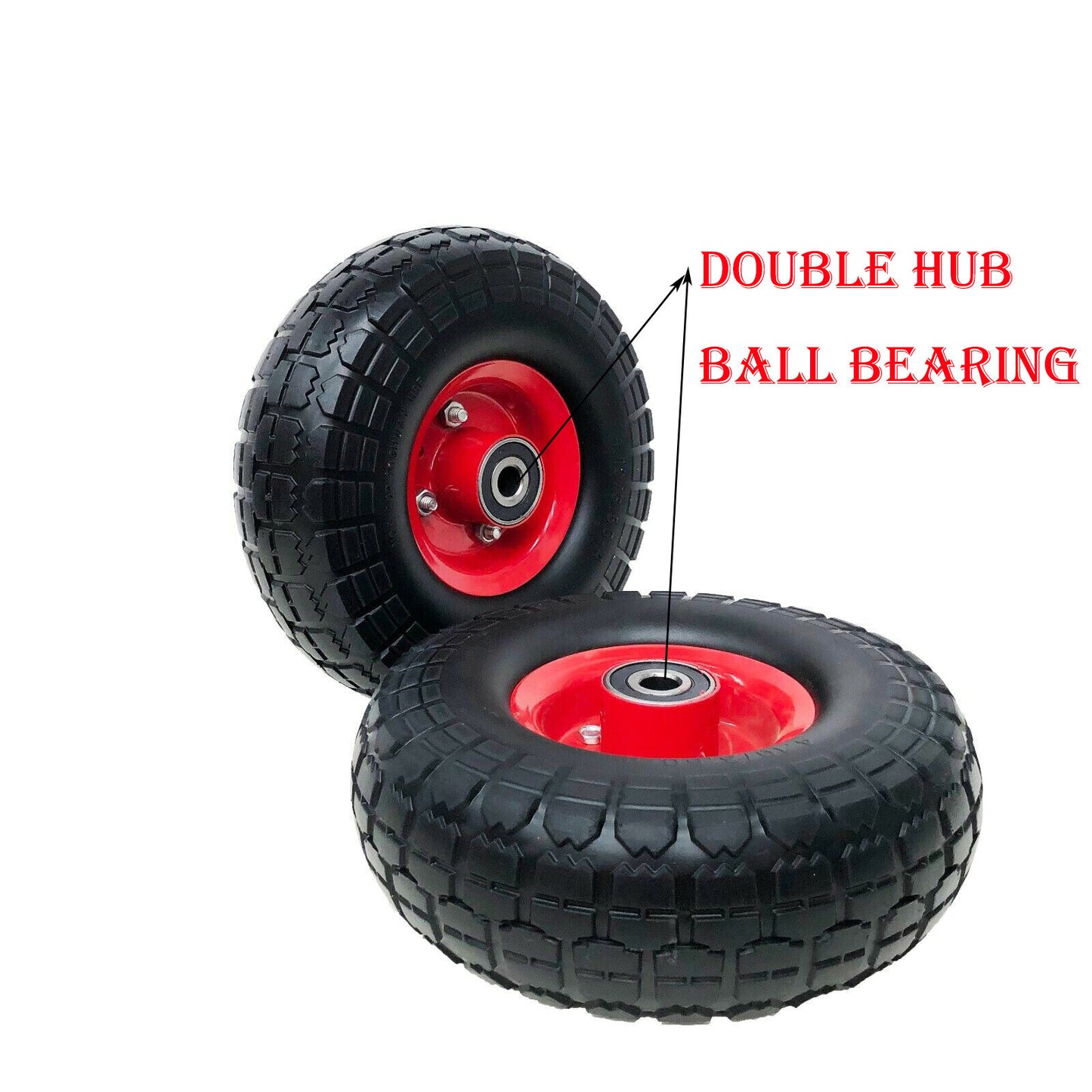 10"3.50-4 Solid Heavy Duty No Air SOLID Puncture 20mm double hub real Ball bearing wheelbarrow wheels trolley wheel