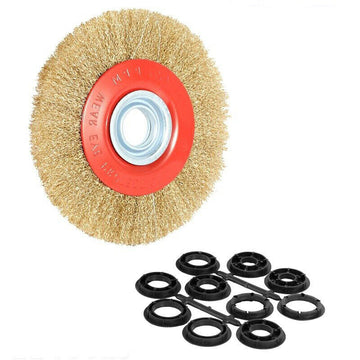 Round Flat Plated Steel Wire Brush Wheel for Bench Grinder - Rust Remover and Polishing Tool