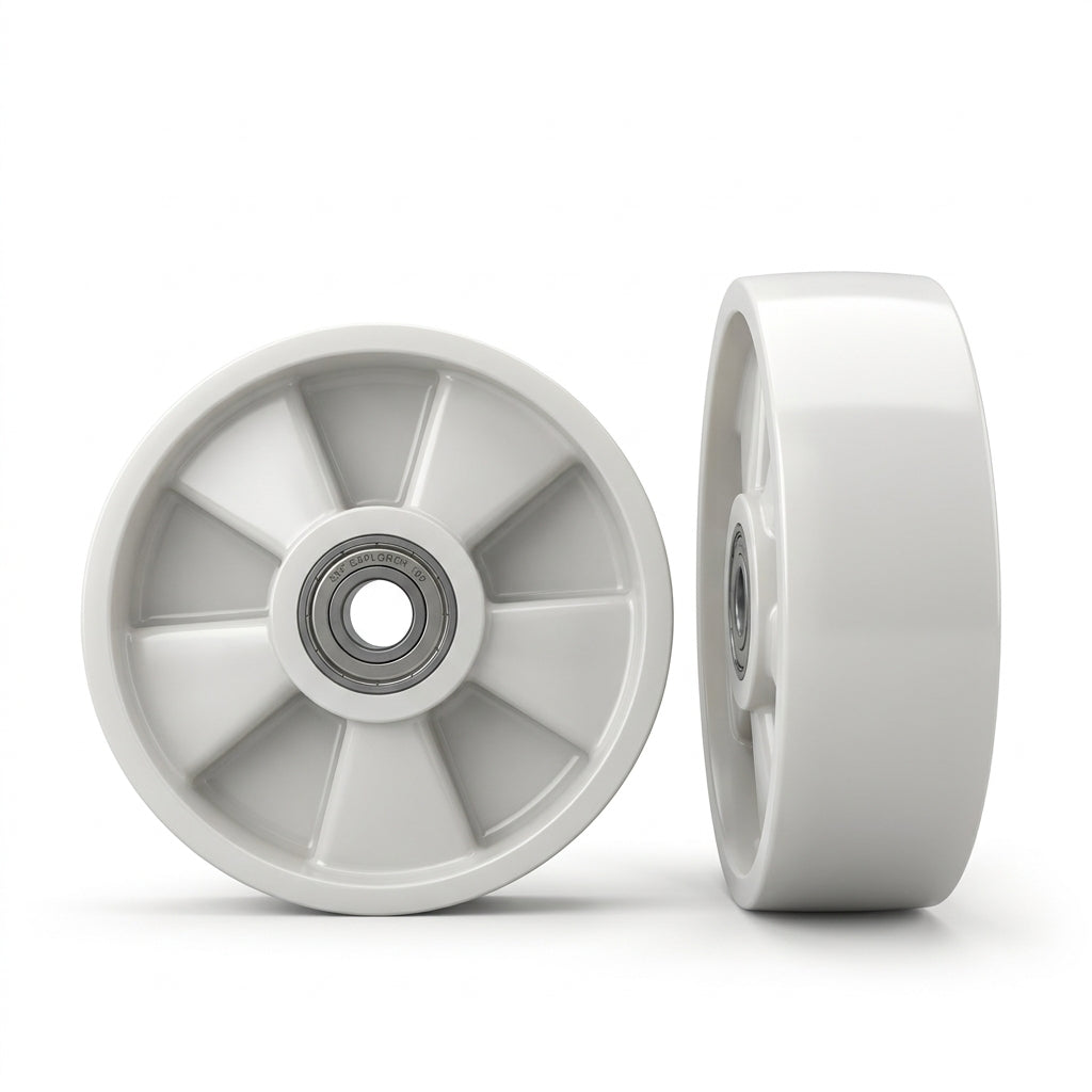 Heavy duty white nylon caster wheel replacement with dual ball bearings for industrial trolleys