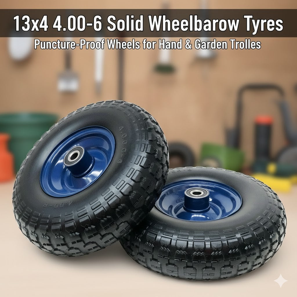 13x4.00-6 solid 16mm/20mm Bore Wheel barrow Tyre Wheel Wheels Puncture Tyres