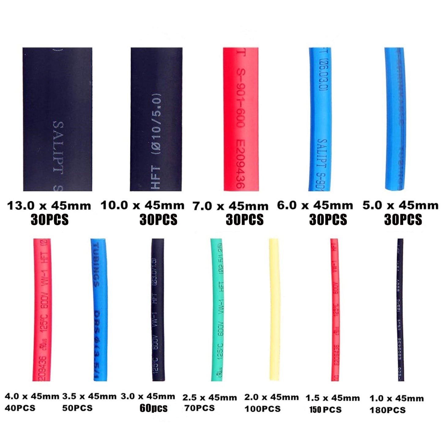 800PCS Heat Shrink Tubing Assortment 2:1 Electric Insulation Heat Shrink Tube