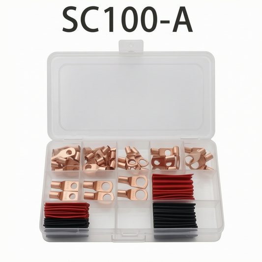 100pcs Copper Lug Terminal Kit with Heat Shrink Tubing