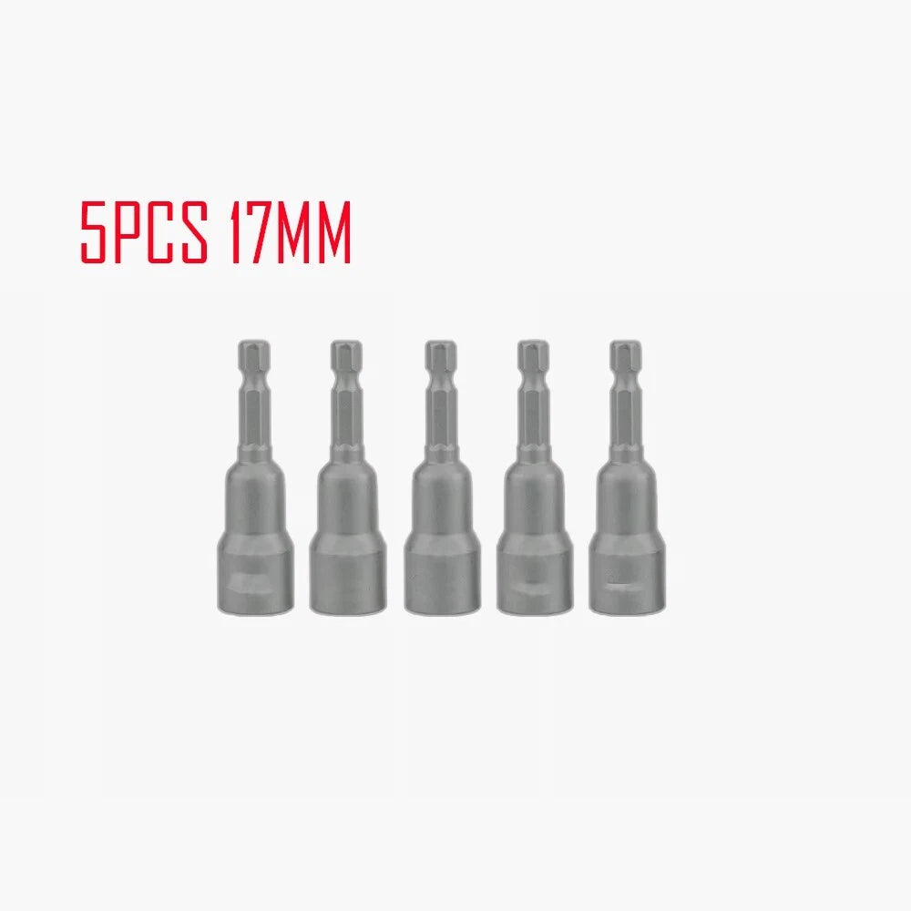5PCS 6mm-19mm 65mm Magnetic Socket Nut Driver Impact Adapter Drill Bit 1/4" Hex