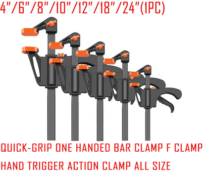 F Clamp Quick Release Bar Clamp – Woodworking Squeeze Trigger Grip 4" to 24"