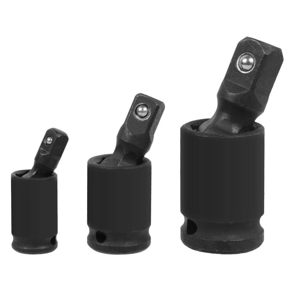 3PCS Extension-Swivel Wobble Socket Drive Adapter Impact Universal Joint Chrome