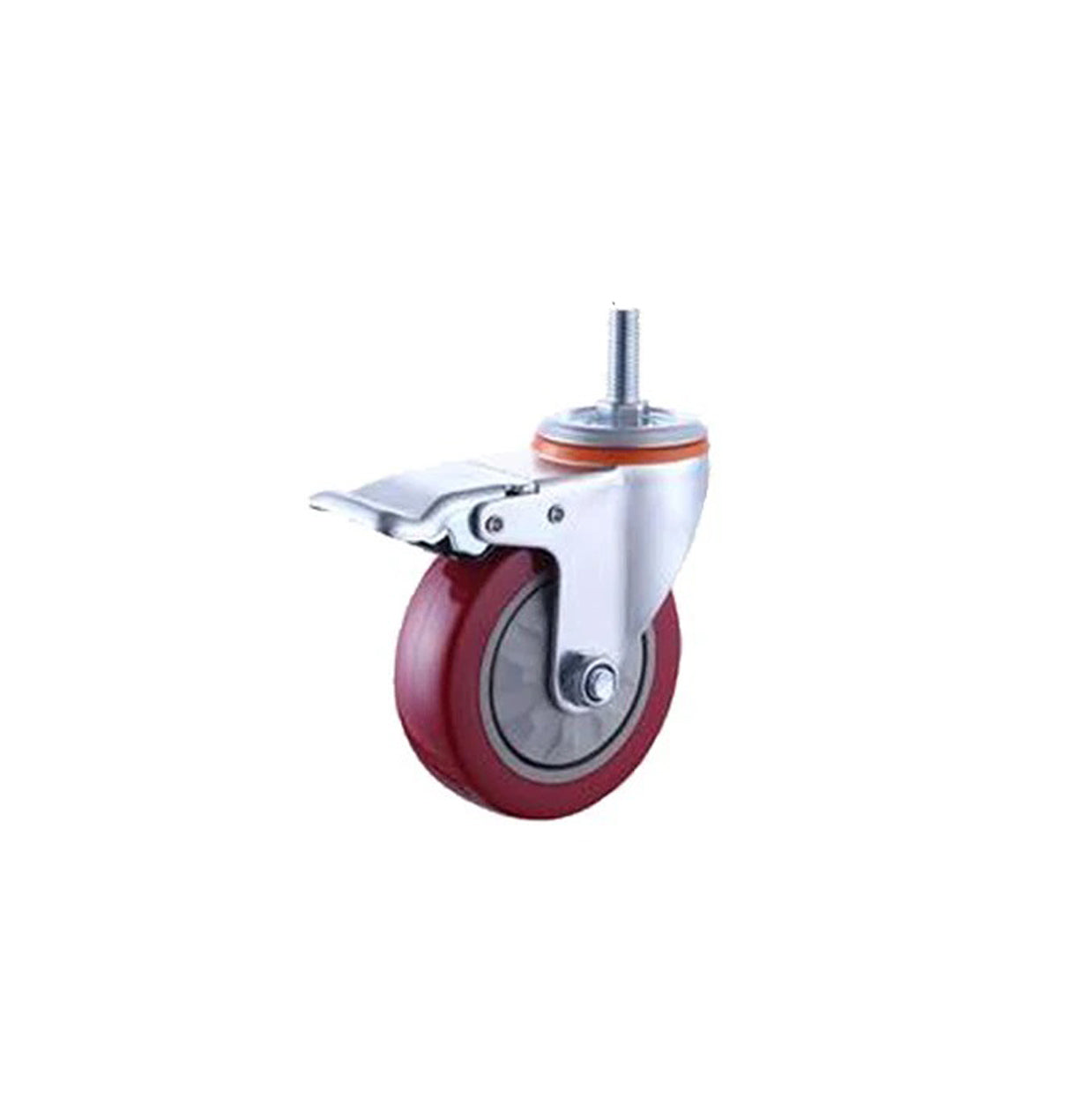 Red PVC Castor Wheels 3" 4" 5" – Swivel / Brake / Fixed Plate Bolt | Industrial