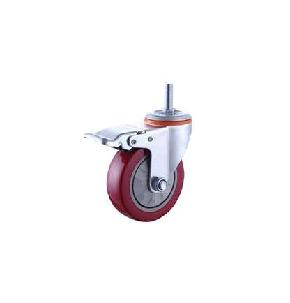 Red PVC Castor Wheels 3" 4" 5" – Swivel / Brake / Fixed Plate Bolt | Industrial