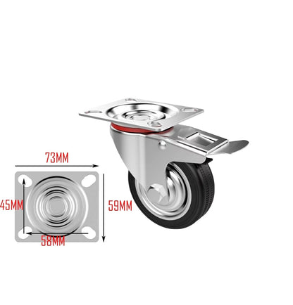 Black Rubber Castor Wheels 3" 4" 5" – Swivel / Brake / Fixed | M12x45mm Bolt