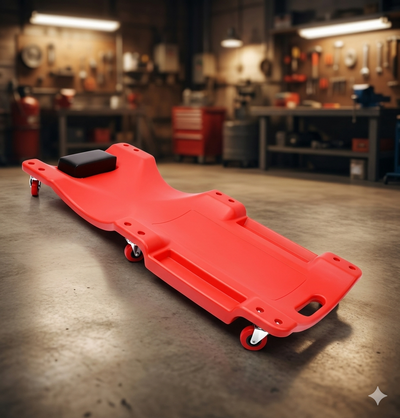 100cm Workshop Creeper Garage Mechanic Repair Trolley Laying Roller Auto Tool Red/Black
