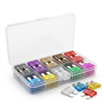 100PCS Automotive Blade Fuse Kit — Standard Size 2A to 35A · Includes Storage Case · Car/Truck/Boat/RV