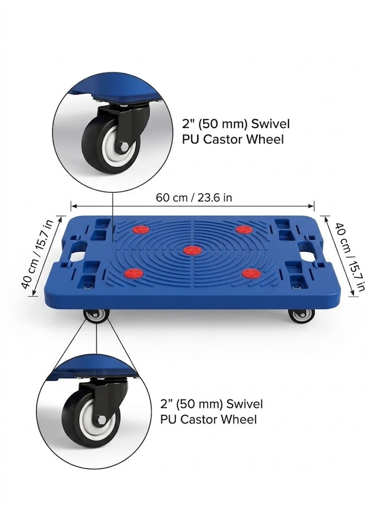 Dolly Durable Plastic Platform dolly Cart with 2swivel 2 brake furniture remover