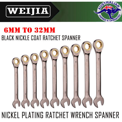 Black 6-32MM Ratchet Spanner Nickel Plating Ratcheting Spanners Metric Wrench