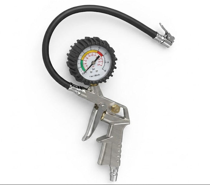12″ Inflator and Gauge Kit — Tire Air Pressure Gauge with Inflating Gun · 0-220PSI