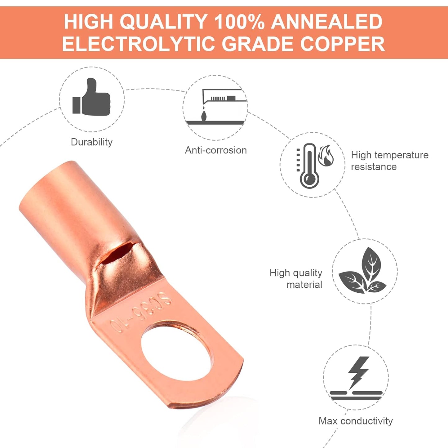 100pcs Copper Lug Terminal Kit with Heat Shrink Tubing