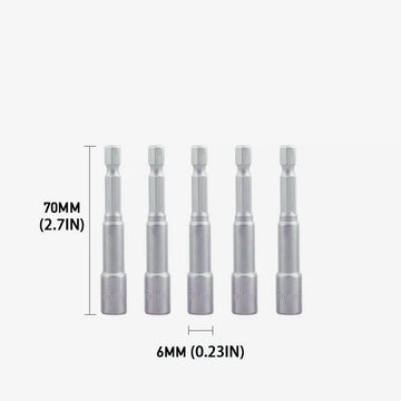 5PCS 6mm-19mm 65mm Magnetic Socket Nut Driver Impact Adapter Drill Bit 1/4" Hex