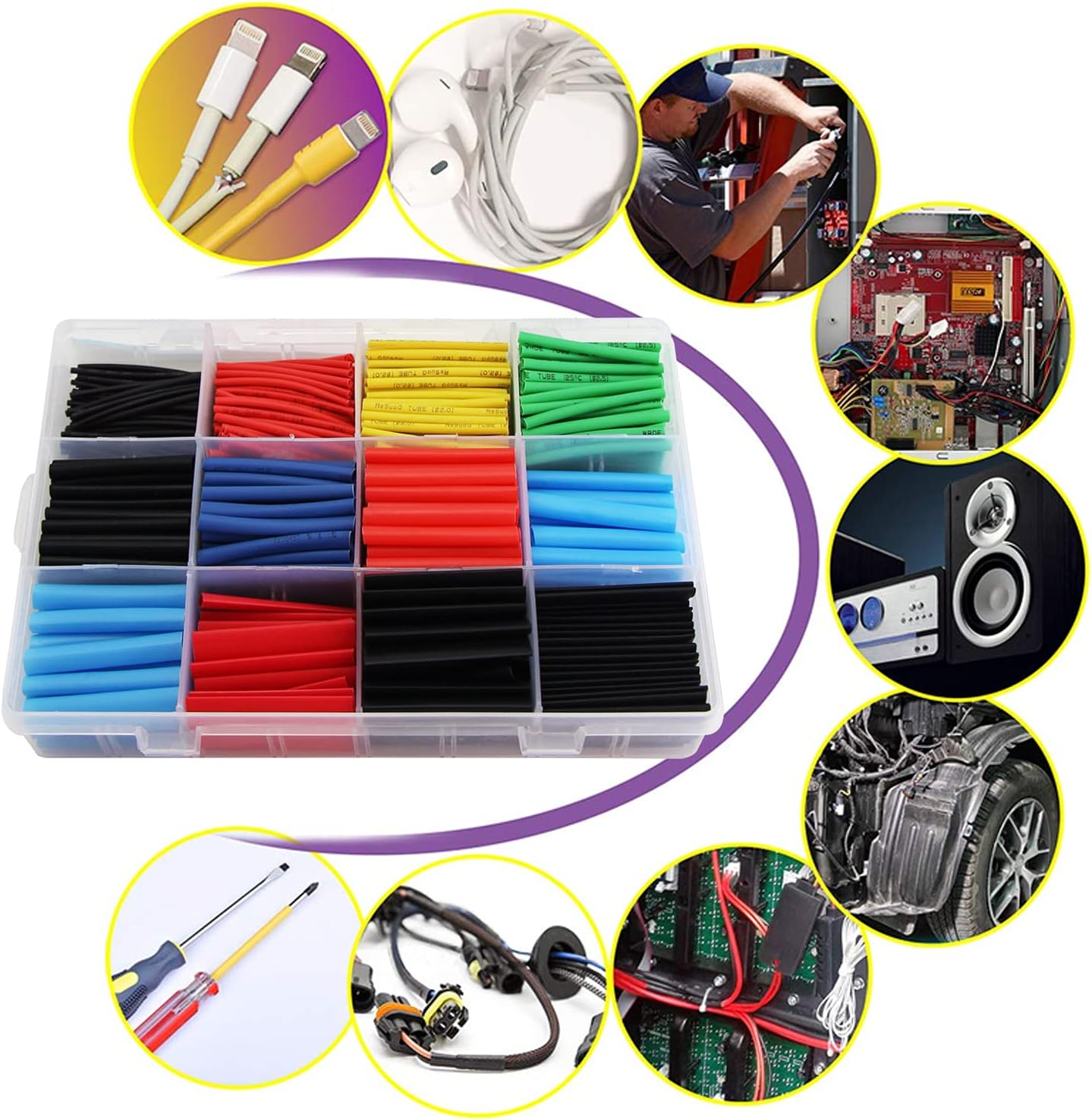 800PCS Heat Shrink Tubing Assortment 2:1 Electric Insulation Heat Shrink Tube