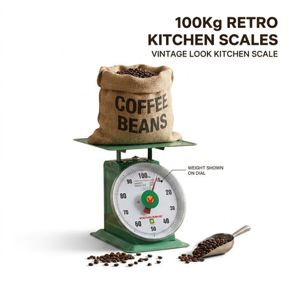 100KG Retro Mechanical Kitchen Scale: Vintage Design for Precise Weighing of Food, Fruit, and Meat ( 100kg Capacity) kitchen