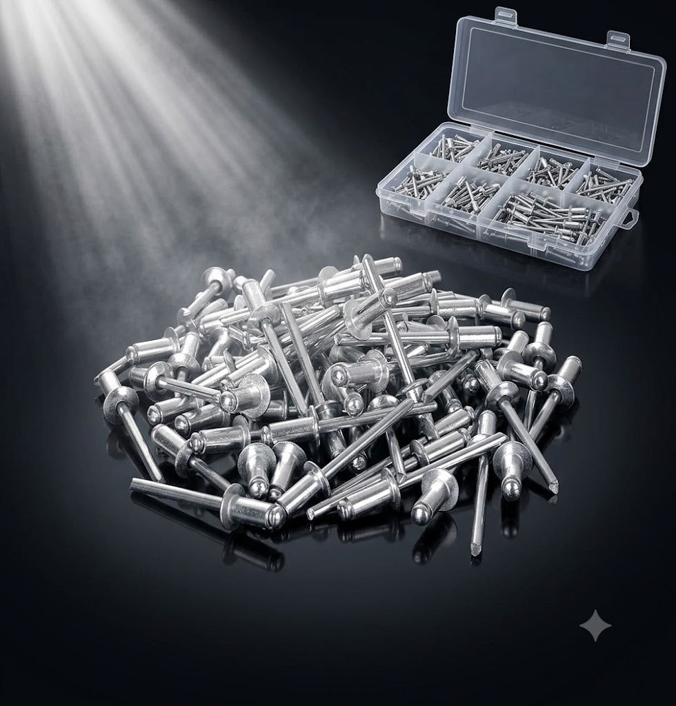 500-Piece Aluminum Blind Pop Rivet Assortment with Riveter Gun Pin