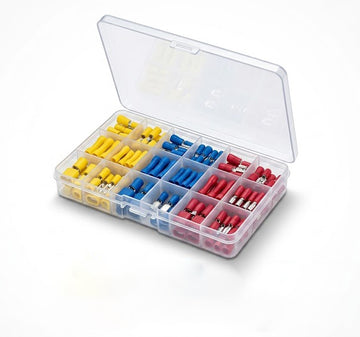 122PCS Insulated Wire Crimp Terminal Kit Female Spade Connectors 6.3mm Red Blue yellow