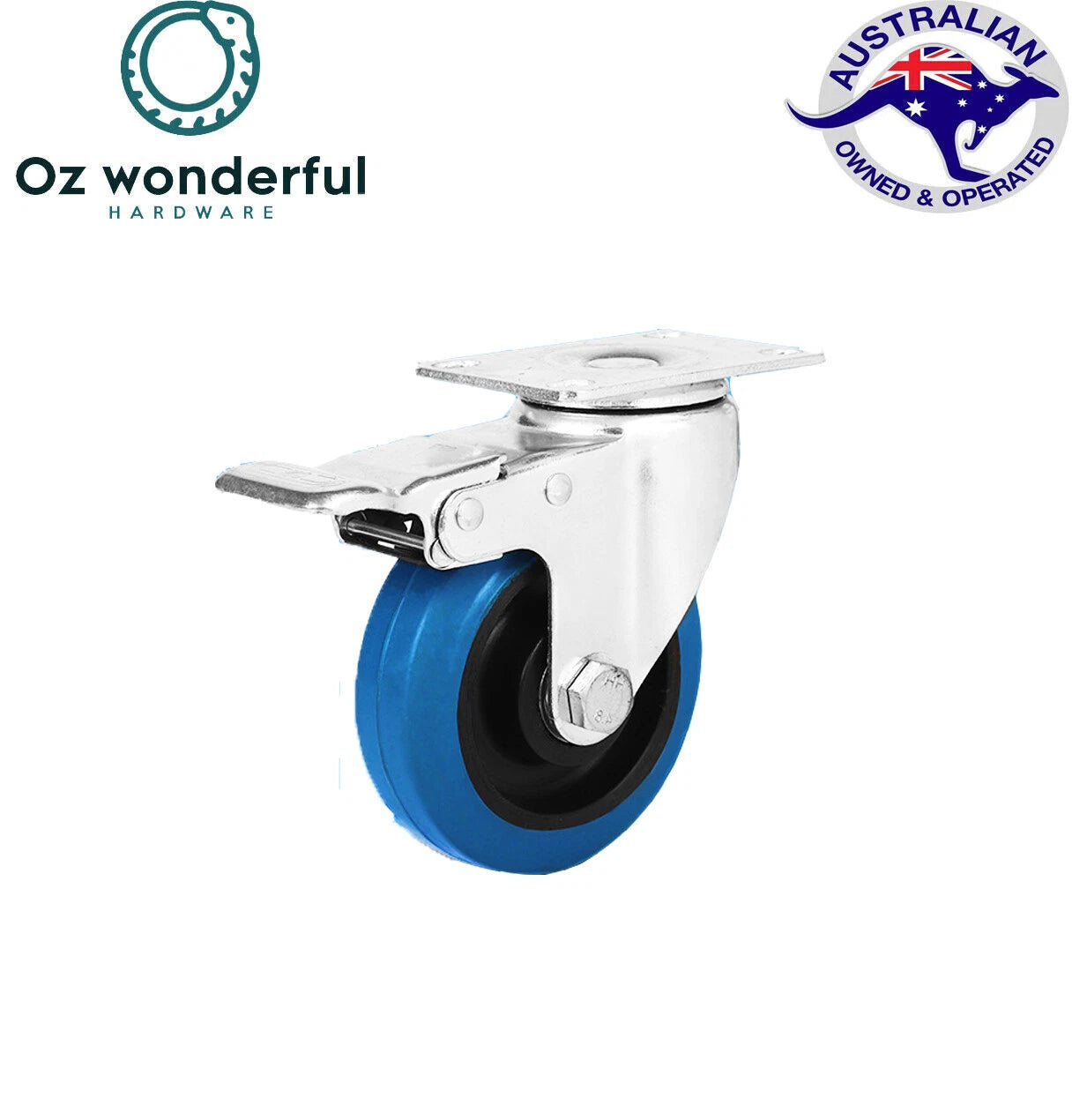 Blue TPR Castor Wheels 3" 4" 5" – Swivel / Brake / Fixed Plate Bolt | Industrial
