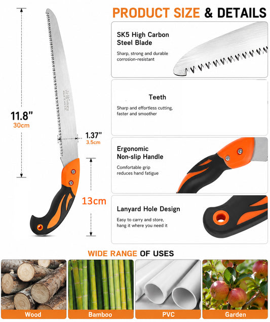 238mm SK5 Steel Pruning Saw – Non-Folding Pull Saw