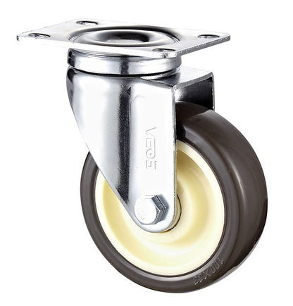 Grey Chrome TPR Castor Wheels 3" 4" 5" – Swivel / Brake / Fixed Plate| Industrial grade