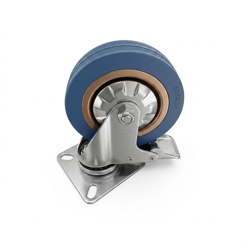 4" 100mm Grey Nylon Castor Wheels Heavy Duty Swivel Brake Caster Rubber