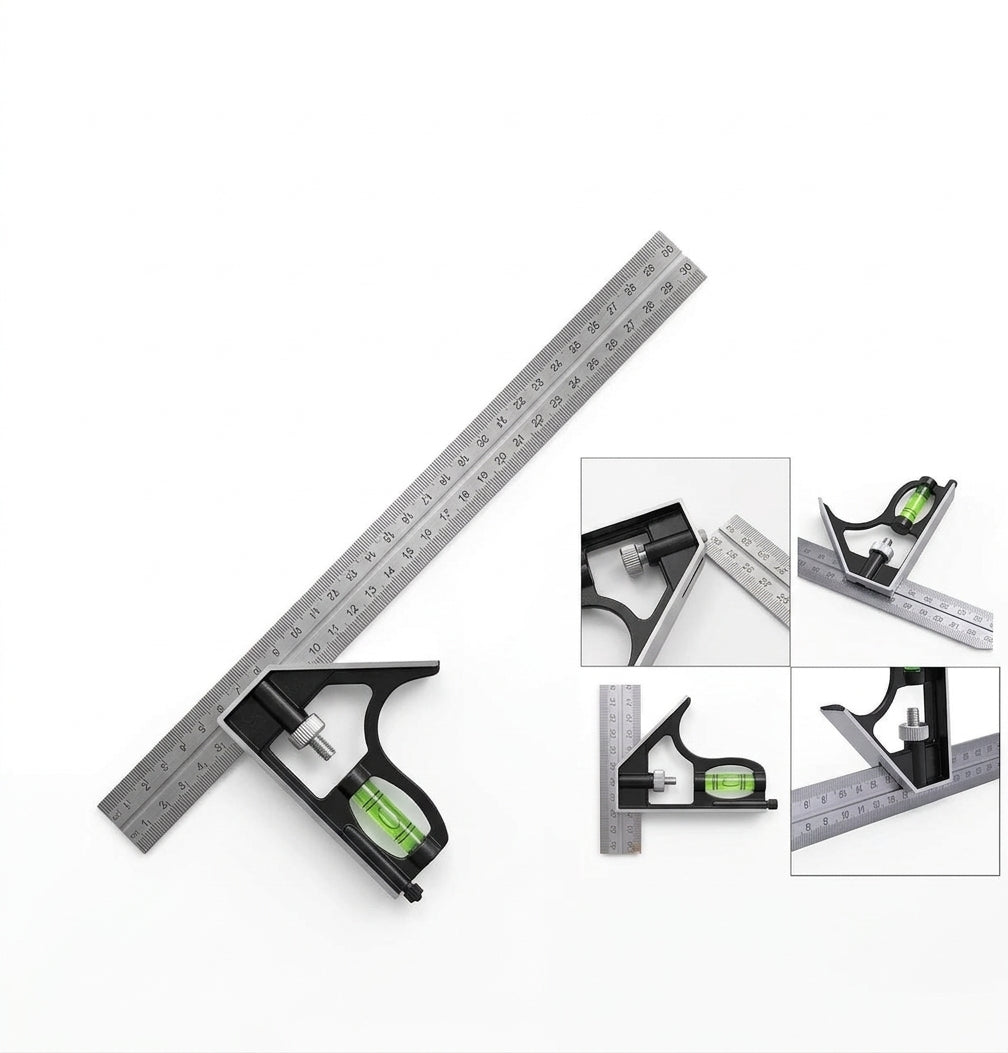 12'' inch Type A Combination Square 300mm Stainless Steel Ruler L shape level